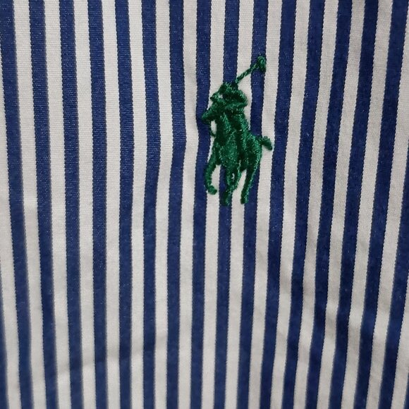 Ralph Lauren Custom Fit Mens Long Sleeve Button Down Shirt Size L Blue/White - Picture 7 of 12